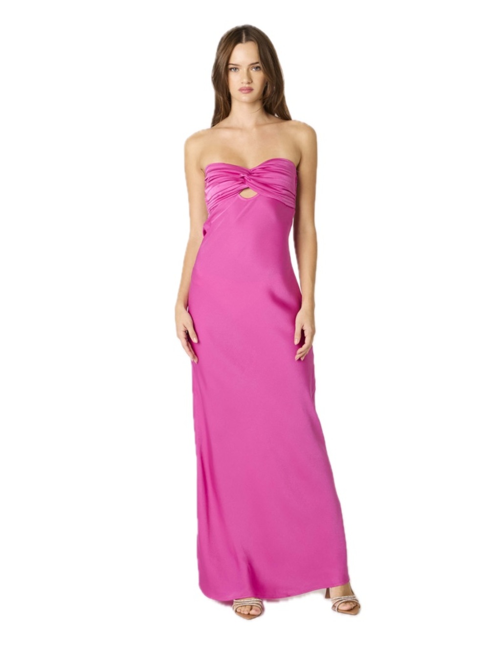 Satin Strapless Maxi Dress - XS